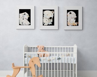 Eisbären Printable Set von 3, Collage Art Collection, Magazin geschnitten Kunstwerk, digitaler Download