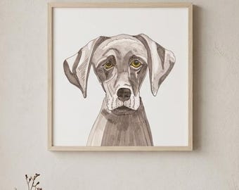 Hunde Porträt No. 09, Grafik Dänische Hunde Porträt Printable, Marker Illustration, Kunst (digitaler Download)