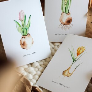 Gruß- oder Postkarten · Frühlingskarten · Din A6 · Aquarellmotive · Set aus 3 Karten