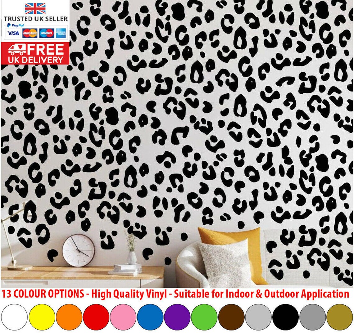 300 Piece Leopard Animal Cheetah Print Vinyl Wall Decal Etsy