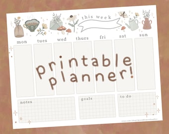 Cottagecore Weekly Planner | Digital Download, Printable Stationery