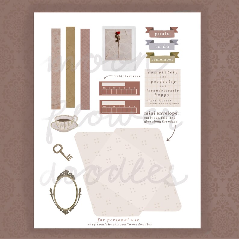 Vintage Blush Printable Planner &amp; Journal Kit Digital Download ...