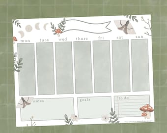 Woodlands Weekly Planner | Digital Download, Printable Stationery, Cottagecore Stationery