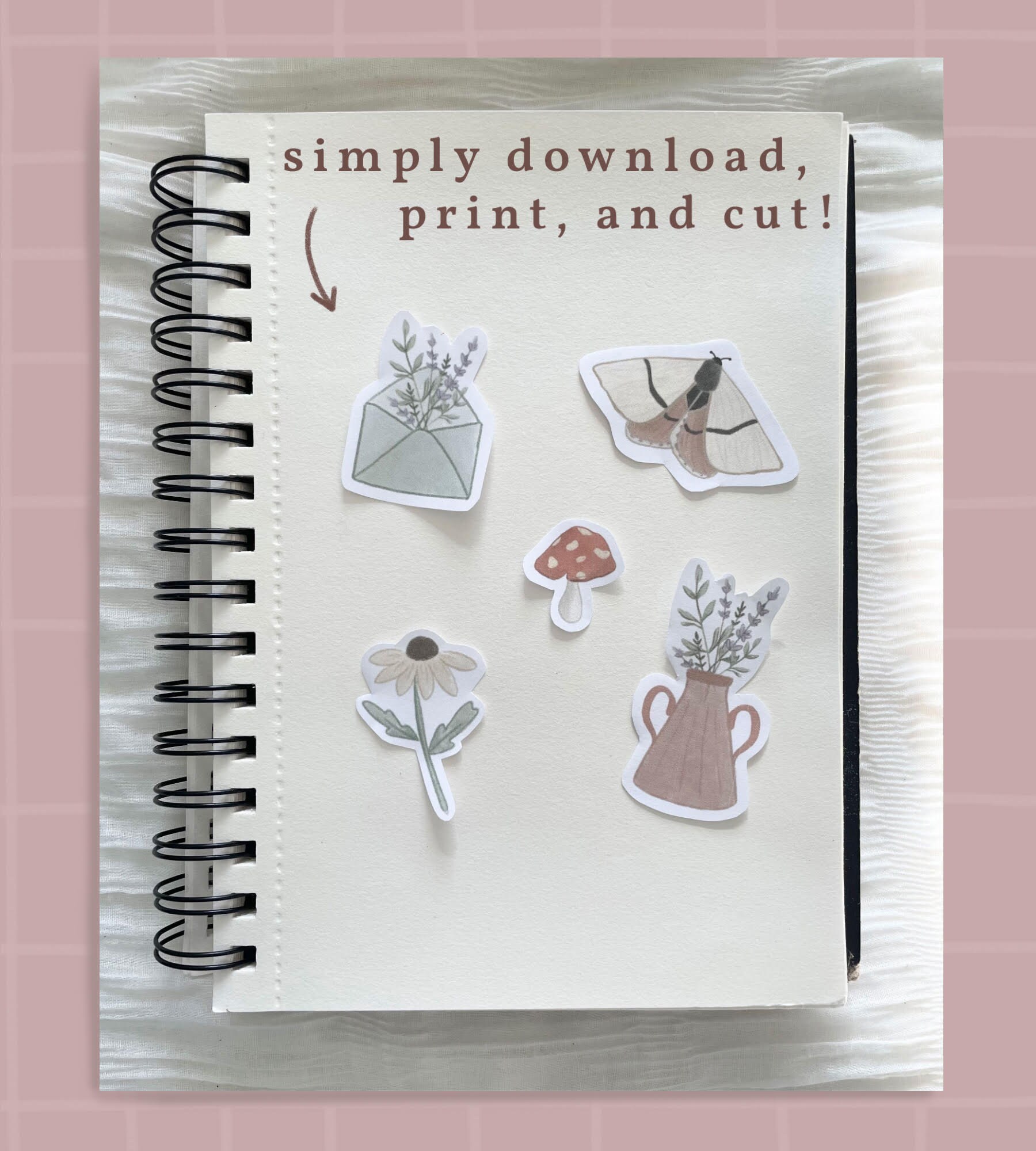 printable cottagecore stickers digital download stationery