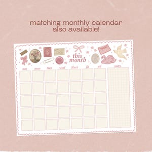 Coquette Weekly Planner | Printable Pink Stationery (Digital Download) image 2