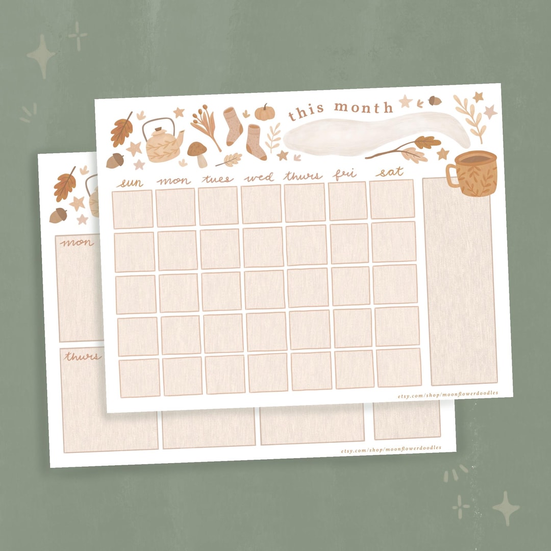 Printable Autumn Calendar & Weekly Planner Set (digital Download) - Etsy