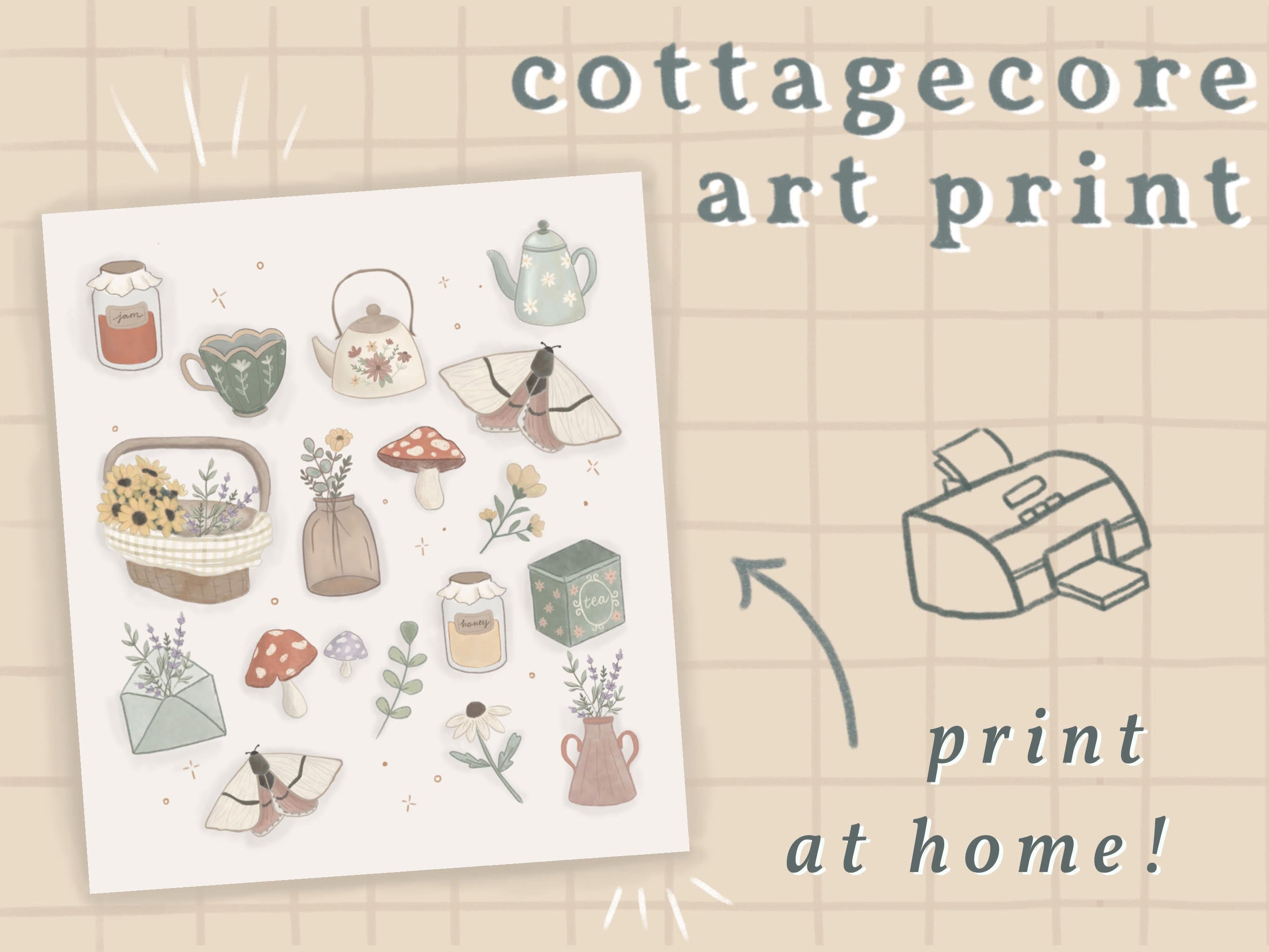 Cottagecore Art Print Printable Wall Art Cute Cottagecore | Etsy