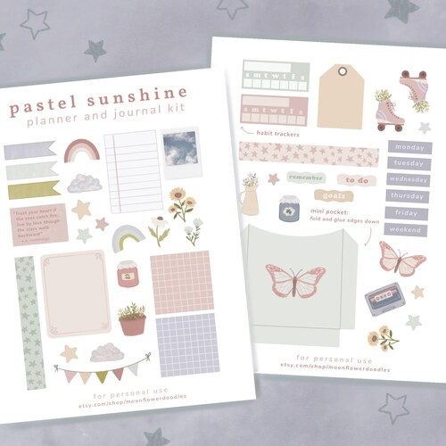 aesthetic stickers set 96 pictures printable for bullet etsy australia