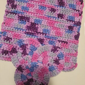 Washcloth and reusable face rounds makeup remover pads, washable, earth friendly, purple cotton