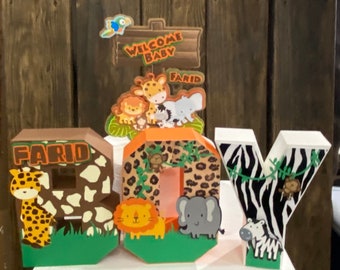 Safari Birthday decoration, Safari Cake topper/Jungle theme /Animal baby shower -wild one party decorations, safari cake topper baby shower