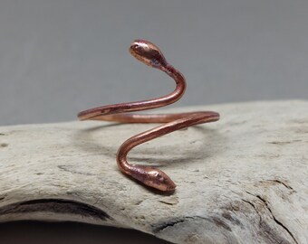 Vine and seed ring: rustic copper forest jewellery, UK O, US 7.5