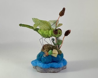 Dragonfly Dreams - Mini Wool Sculpture - Pond Decor - Symbolic Gift