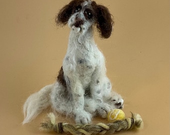 Needle Felted Wool Springer Spaniel Sculpture: Handmade Dog Art