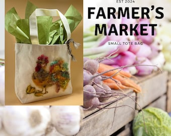 Artisan rooster tote for your garden and market adventures.