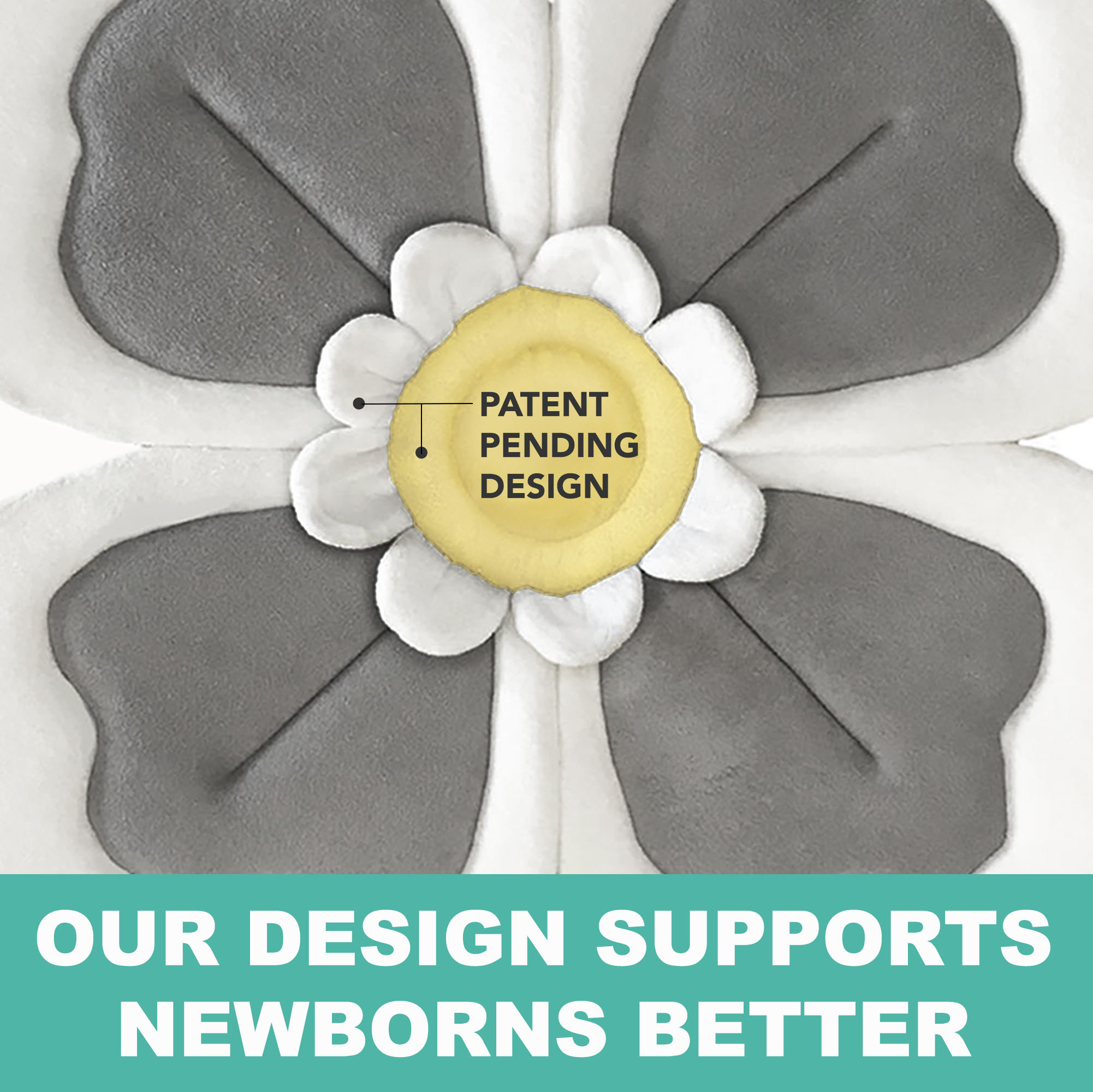 4pc ORGANIC Baby Bath Flower Sink Cushion Travel Set Bamboo & Cotton