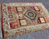 Vintage oushak 4 39 3 39 39 x6 39 0 39 39 feet Turkish Gorgeous design patterned entry kitchen kids red Distressed oriental rug , FREE SHİPPİNG 1528