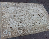 Antique 4 39 3 39 39 x6 39 0 39 39 feet Gorgeous bordered vintage brown beige interiors carpet Distressed oriental,decor , FREE SHİPPİNG 1854