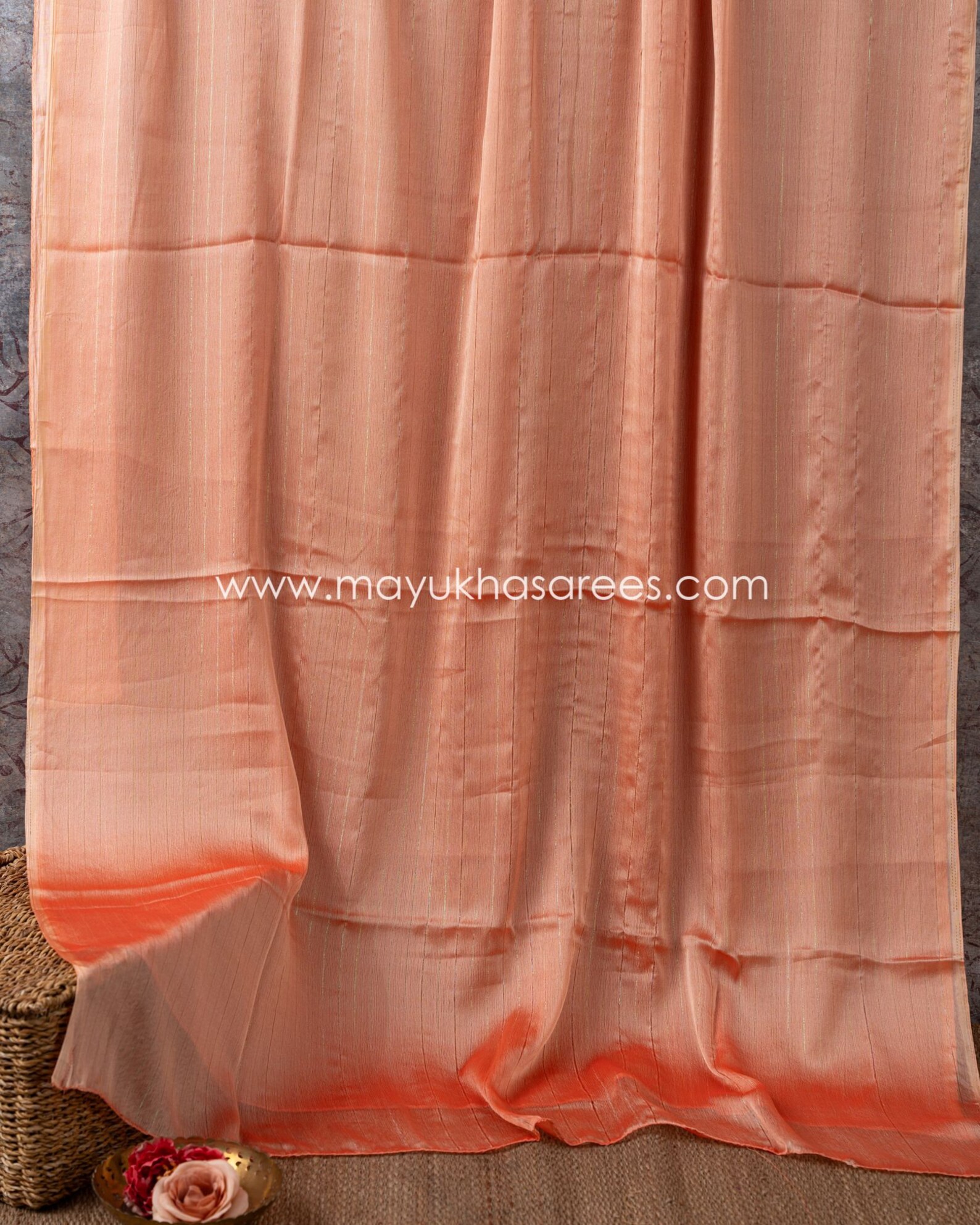 Peach - Handpainted Cotton Kalamkari Blouse Piece 13
