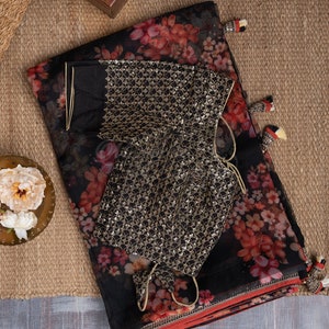 Floral Organza Saree With Stitched Blouse In Size 38-44 | Silk Mark Certified | Mayukha Boutique