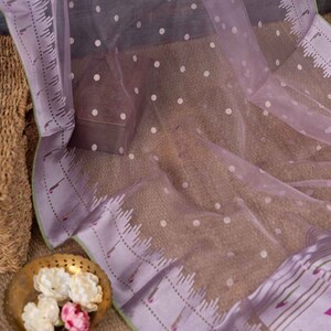 Women's Organza Lavender Embellished Designer Saree With Blouse Piece