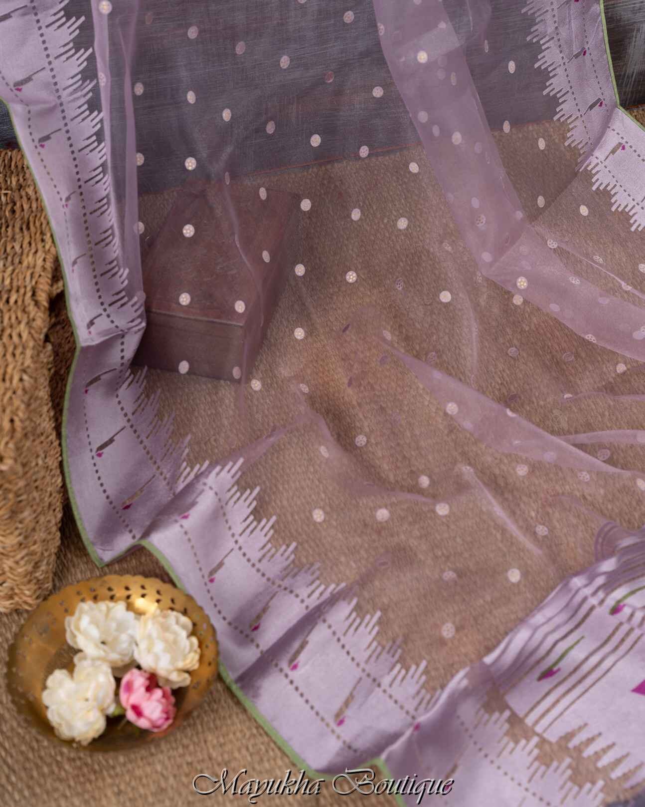 Lavender Fancy Organza Silk Zari Embroidered Sequins With Bridal Saree main image 1