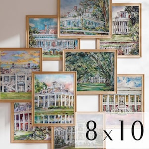 Louisiana Plantation Prints, Louisiana Themed Prints Bundle, Louisiana Art Print Set of 2, Original Painting Louisiana Artist