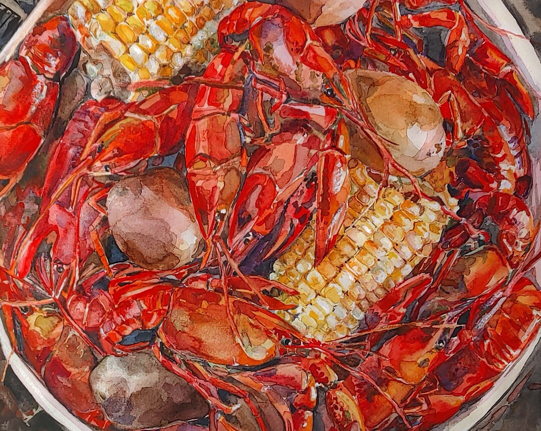 Watercolor Crawfish, Crawfish Party Printable, Crawfish Season ...