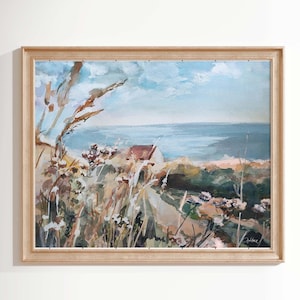 Seaside Cottage Art Print, Coastal Wall Art Print, 8x10 Coastal Print, Coastal Beach Painting, Coastal Granddaughter Art, New England Coast