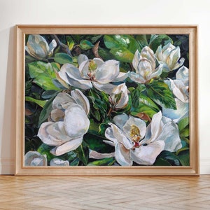 Magnolie Kunstwerk, Louisiana Themendrucke, Zustandblumendrucke, Originalgemälde von Louisiana Artists, Magnolienmalerei Original