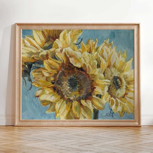 Aquarell Sonnenblume Art Printable, Boho Sonnenblumen Kunstdruck Floral Vintage Dekor, verträumte Sonnenblume Kunst, Van Gogh Sonnenblumen inspiriert