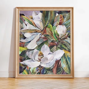 Aquarell Magnolie Druck, Südliche Magnolie Baum Malerei, Louisiana Themen Kunst, Zustand Blume Kunstwerk, Muttertag Geschenk