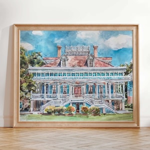 San Francisco Plantation Print, Louisiana Themed Prints, Louisiana Art Work, Original Painting Louisiana Artist, Plantation Prints