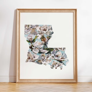Fleur d&#39;État de la Louisiane, peintures originales d&#39;un artiste de la Louisiane, art sur le thème de la Louisiane, gravures de fleurs d&#39;État, cadeaux sur le thème de la Louisiane