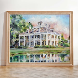Fascino del sud: stampa artistica della piantagione Houmas House di un artista della Louisiana, arte a tema Louisiana, dipinti originali di artisti della Louisiana