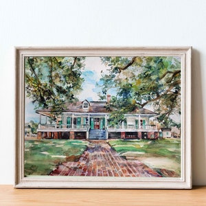 Plantation Painting, Louisiana Art Work, Louisiana Gift Shops, Magnolia Mound Plantation House Art Print, Louisiana themed home decor