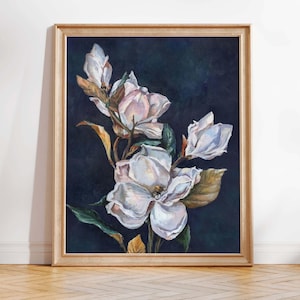 Magnolia Art Print, Botanical Prints Magnolia, Shops Louisiana, Original Painting Louisiana Artist, Magnolia Art Work, Magnolia Painting