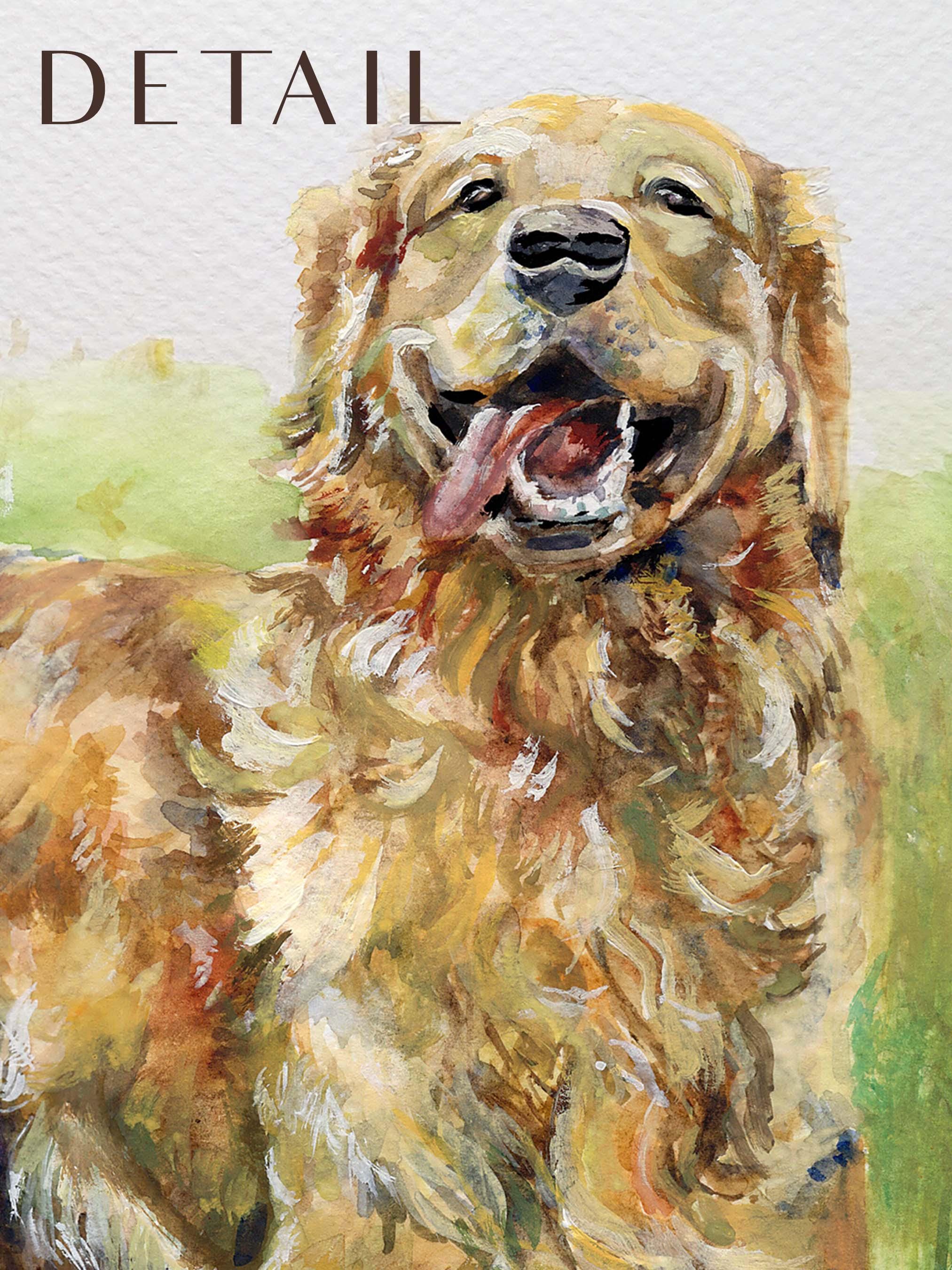 Golden Retriever Watercolor Art Print: Smiling Dog Portrait - Etsy