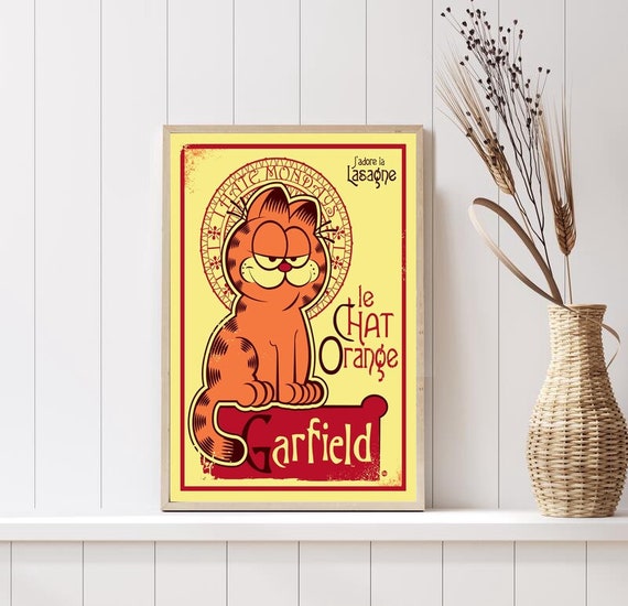 Le Chat Orange Garfield Postercanvas Posterunframe Etsy