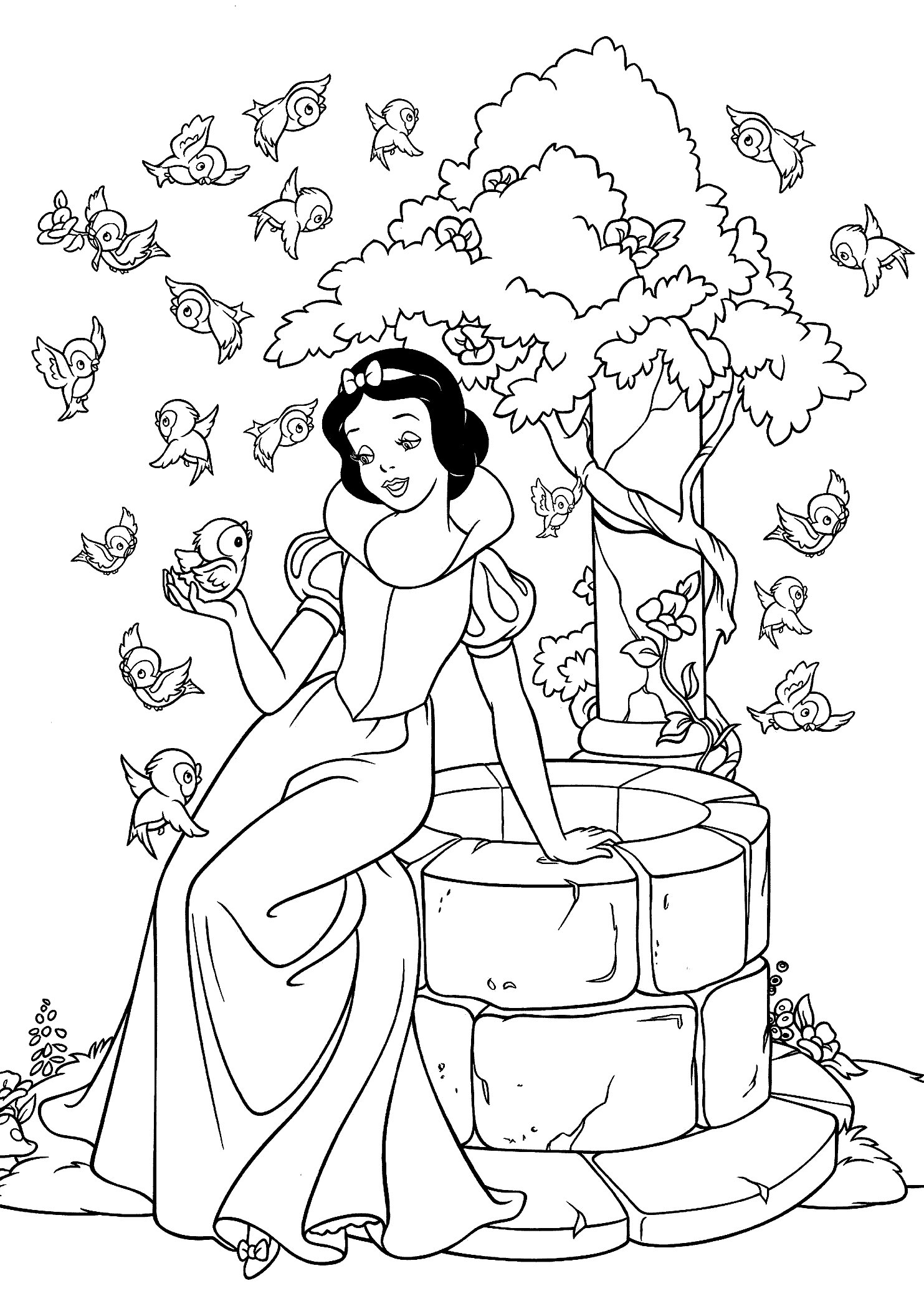 Snow White The Seven Dwarfs Colouring Page Etsy