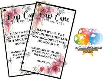 Tumbler Care Cards Etsy