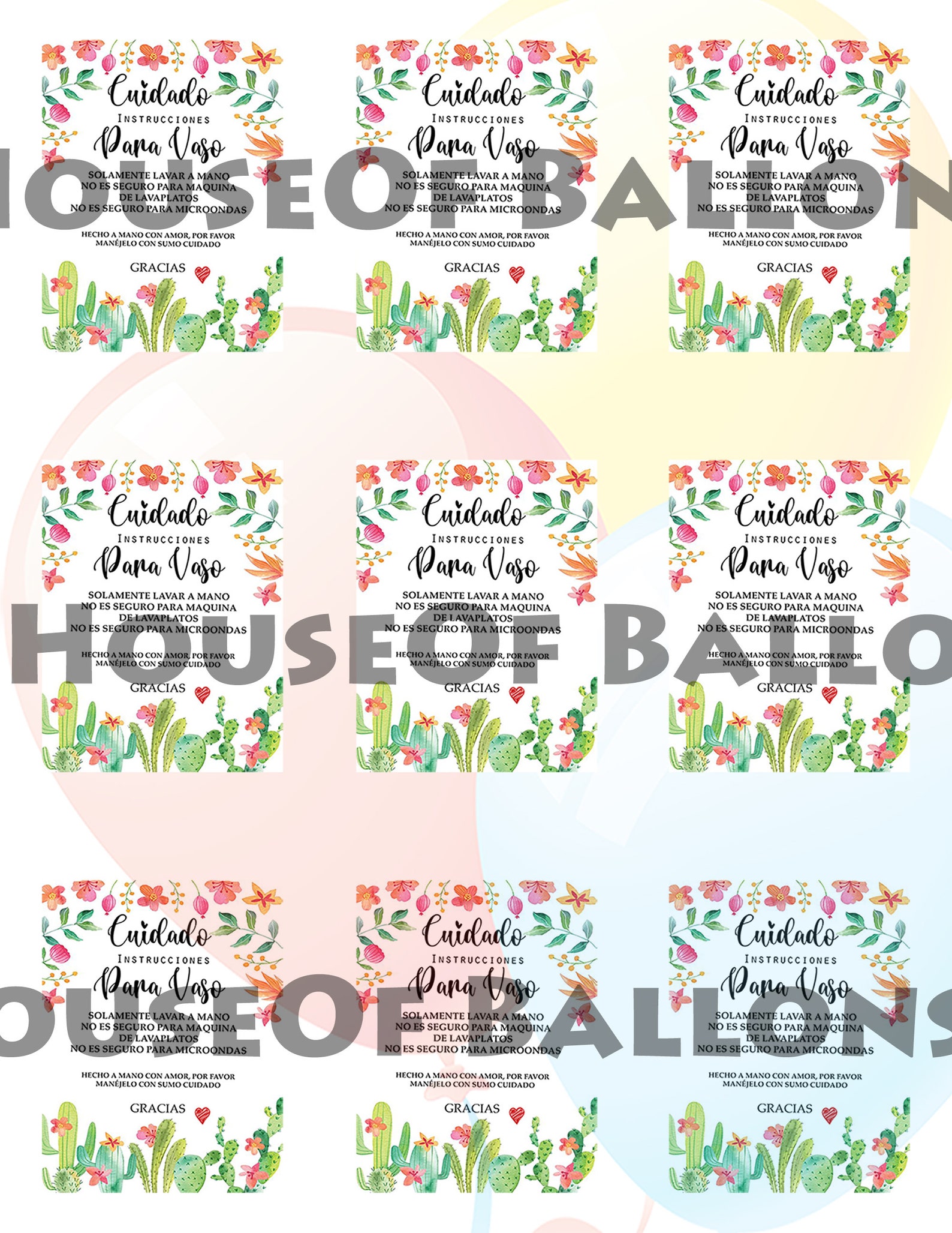 Spanish Tumbler Care Card READY TO PRINT Digital Files Etsy