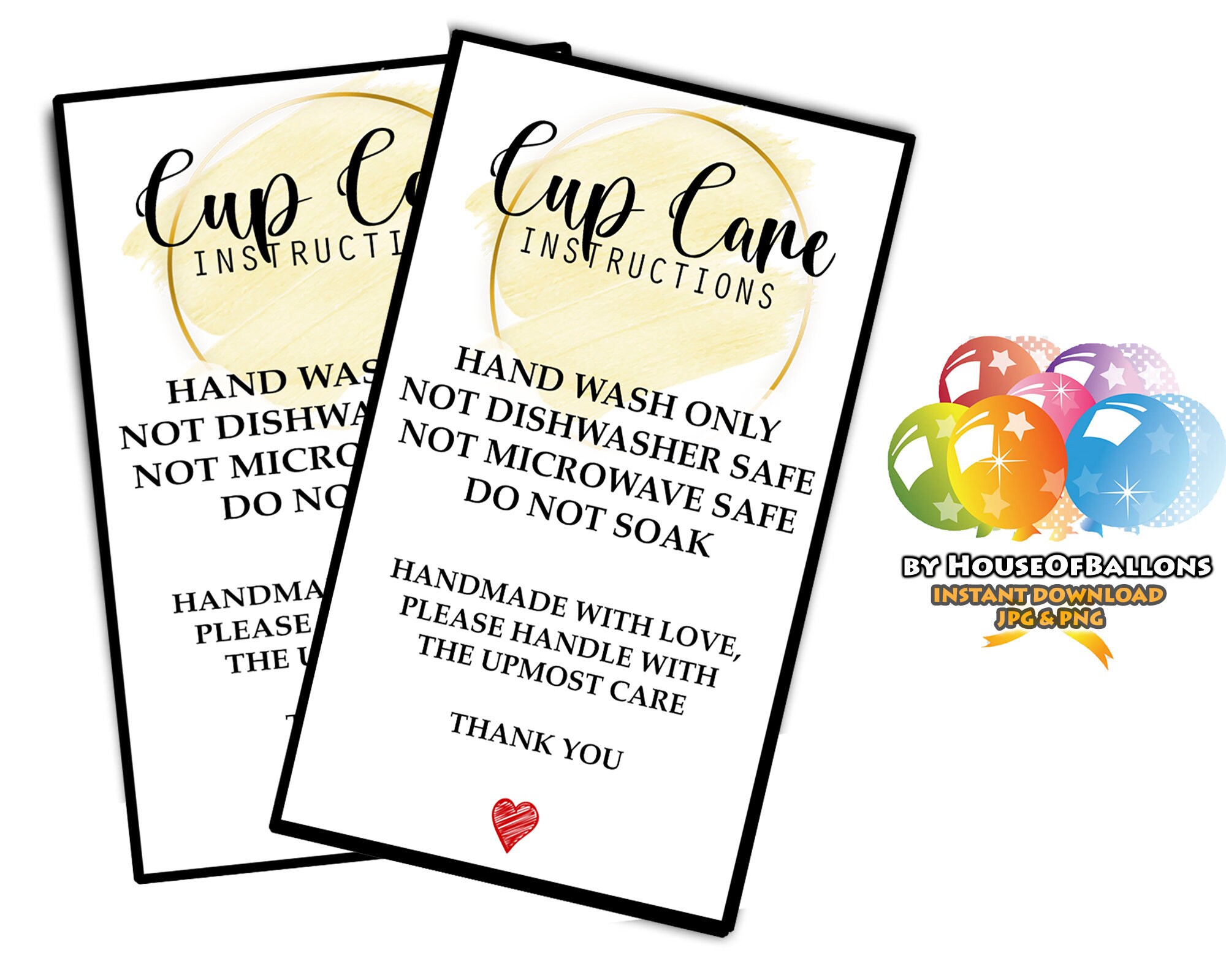 Sunny Tumbler Care Card READY TO PRINT Digital Files Printable Cup Care  Instructions for Tumbler & Cup Seller Customer Card Reminder 