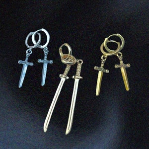 Sword Huggie Hoops