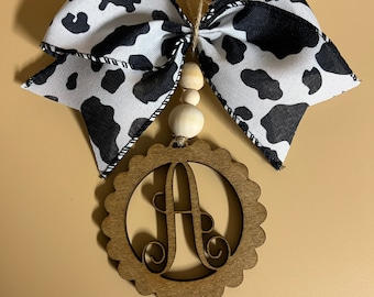 Monogram Car Charm: Wooden Rearview Mirror Decoration