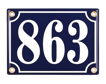Personalised enamel address sign 12x17 cm (4.7" x 6.9") - new - porcelain house number plaque, customisable