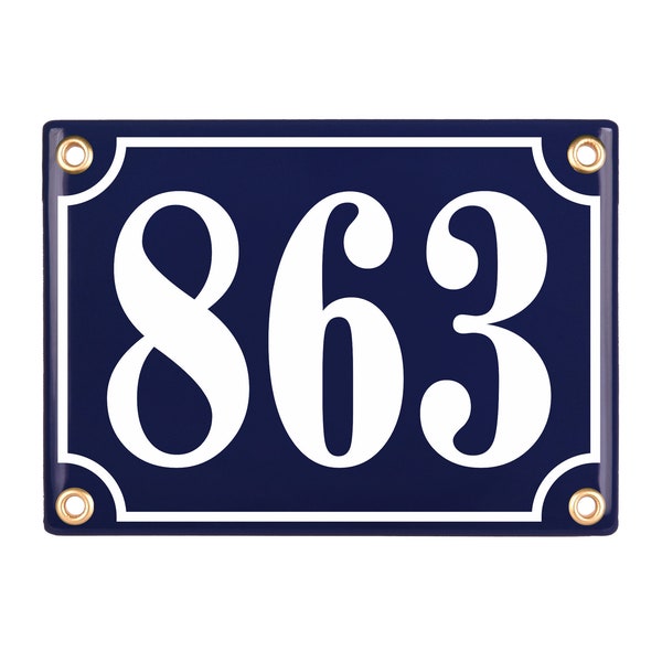 Personalised enamel address sign 12x17 cm (4.7" x 6.9") - new - porcelain house number plaque, customisable