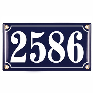 Personalised enamel address sign 12x22 cm (4.7" x 8.7") - new - porcelain house number plaque, customisable