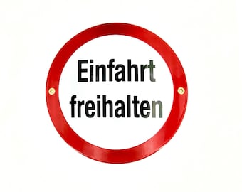 Einfahrt Freihalten - 20 cm - Ausfahrt Freihalten - Emaille-Schild - Keramik Emaille - Parken Verboten - Nicht Parken Platte - Neu