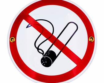 Sosenco - Panneau Interdit de Fumer - Dia 15 cm (5.9") - Plaque en Métal Ne Pas Fumer - Vintage - Panneau Interdit de Fumer en Émail