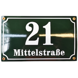 Targa personalizzata smaltata per indirizzo 15x25 cm (6" x 10") - nuova - targa in porcellana con numero civico, personalizzabile